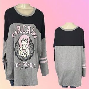 NWOT Ripple Junction Gray MTV Daria Sarcasm High School LS Varsity Tee Size 2X